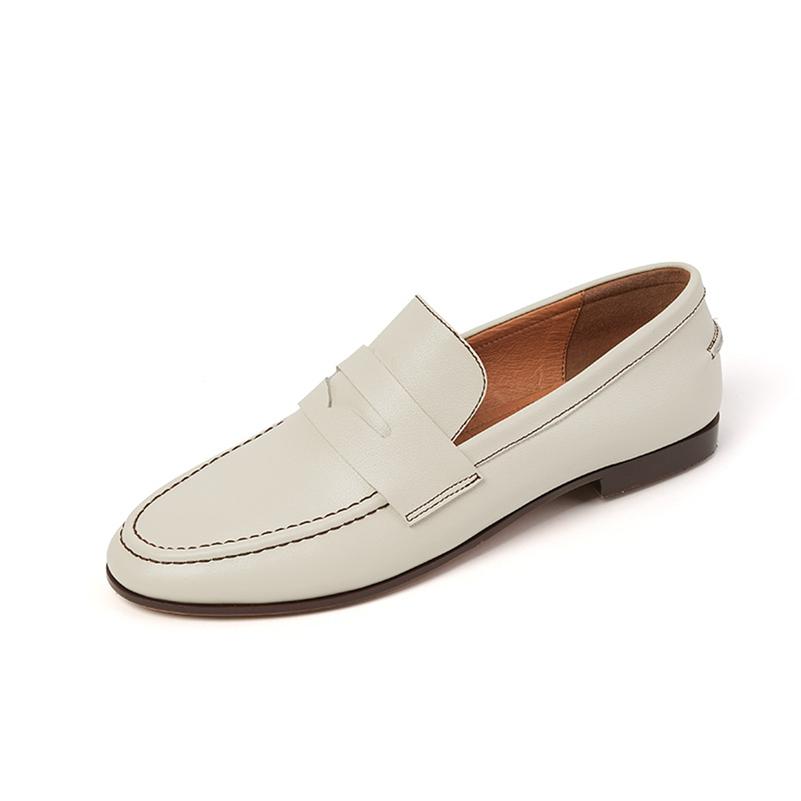 

Meotina Жіночі лофери Взуття Натуральна натуральна шкіра Туфлі на плоскому ходу Круглі повсякденні Жіноче взуття 2022 Весна Осінь Біла коров яча шкіра 39 білий