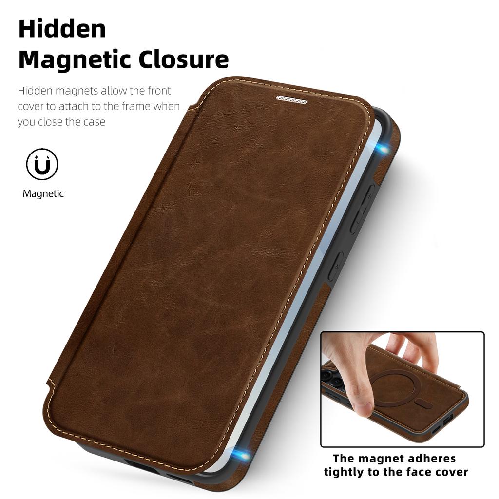 For Samsung Galaxy S25 Magnetic Case RFID Blocking Card Holder Leather Phone Cover