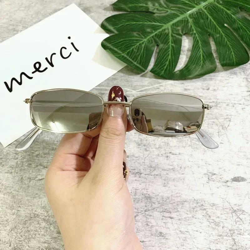 Rectangle Sunglasses Men Women Vintage Driving Sun Glasses Retro Small Square Eyeglasses Metal Frame Colorful Lens Eyewear