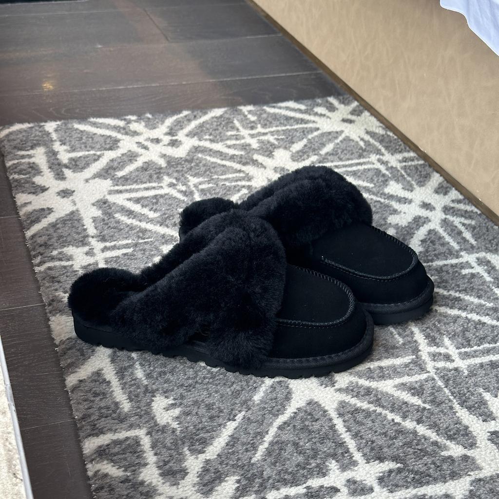 Mao Mao slippers for women wear advanced sense of comfort, simple and light casual plush bag head drag Sangpo winter slippers for women