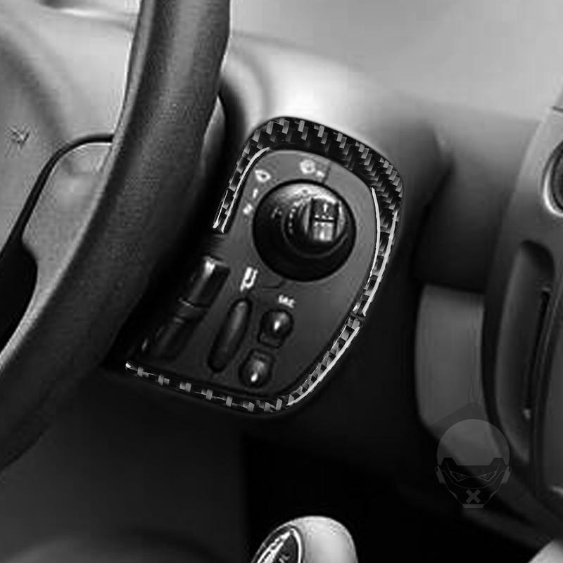 For Renault Scenic 2003-2009 Carbon Fiber Steering Wheel Headlight Wiper Control Panel Car Accessories ide Decorative Sticker