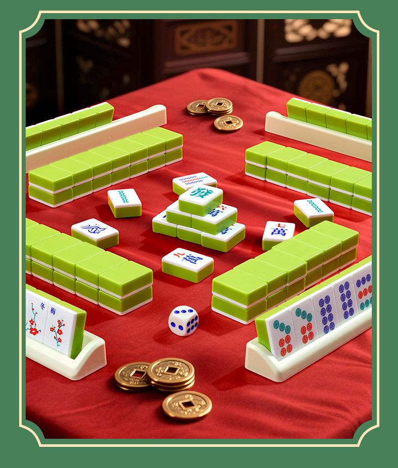 Children's Portable 144-Tile Mahjong Set for Home, Travel, Team Building, Parties, Stress Relief