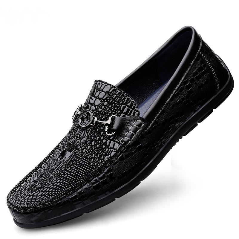 Loafers autumn new leather shoes men's foot casual shoes soft-soled lazy shoes one pedal Doudou shoes