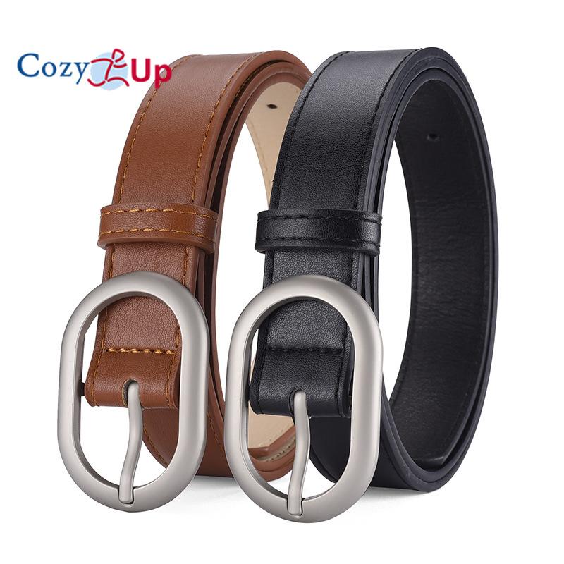 Women's oval PU belt with outer waistband