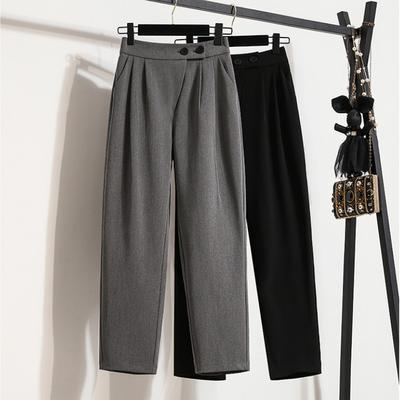 DIMANAF 2024 Plus Size Spring Long Pants Women Waist Vintage Loose Casual High Waist Basic Solid Trousers Harem Pants 5XL