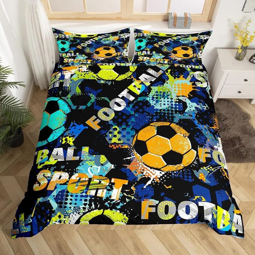 Ice Hockey Duvet Cover Hockey Sports Event Comforter Cover For Boys Girls Eat Sleep Hockey Winter Sports Hobby Bedding Set