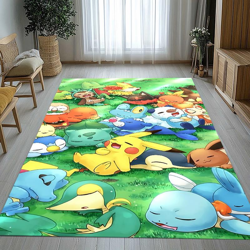 Kawaii Pokemon Pikachu Cartoon Living Room Non-Slip Area Rug Soft Carpet for Bedroom Kids Playroom Sofa,Home Decor Doormat Gift