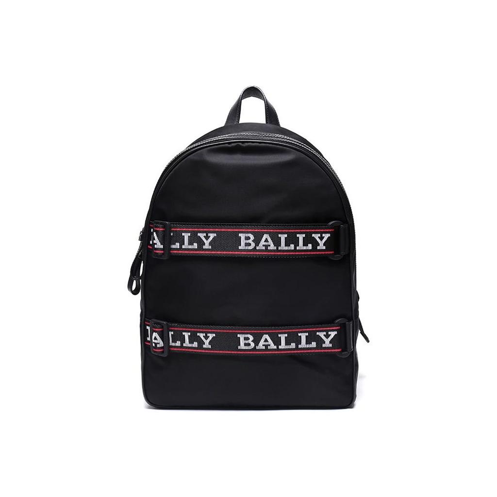 Bally Minimalist Letter Logo Pattern Commuter Sports Large Capacity Fabric Backpack Men Backpack Black FLIP-00