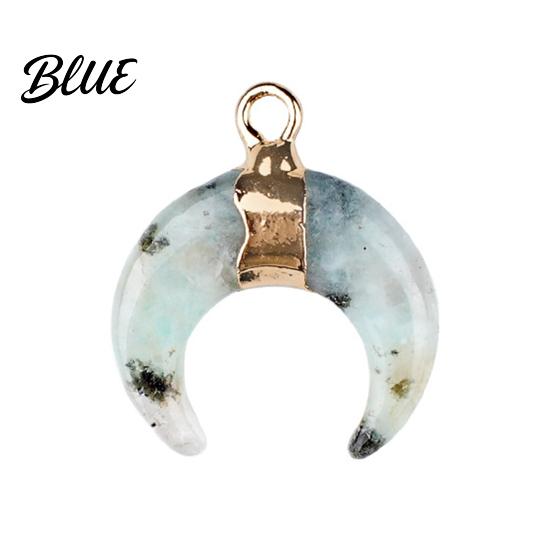 DIY Pendant Charm Gold-Plated Edging Crescent Horn Design Natural Imitation