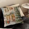 Winter Town Holiday Printable Christmas Tree Stitch Dragon Pillow Cover Sofa Cushion Cover Home Room Decoration Children Gift