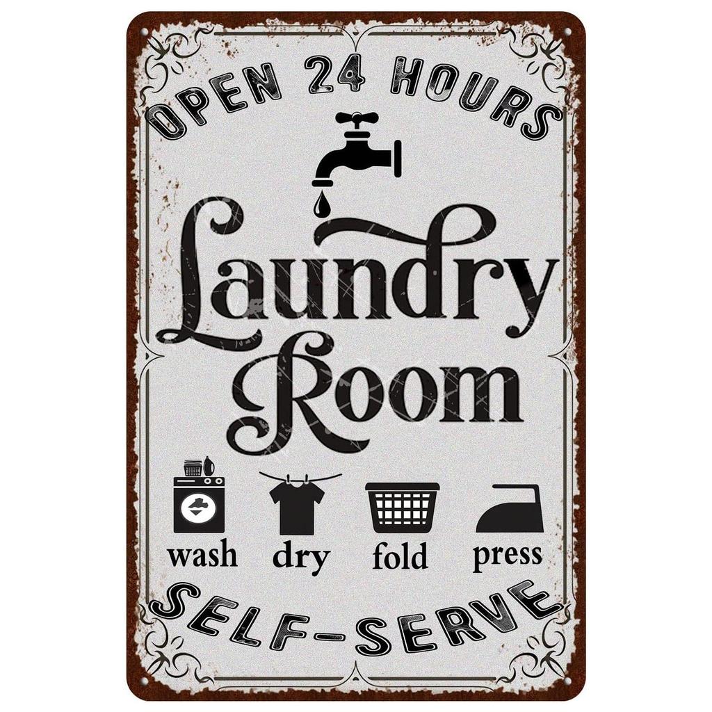 Plaque Metal Tin Signs Laundry Room Wall Decoration Vintage Art Posters Iron Painting for Man Cave Home Cafe Bathroom Club Bar