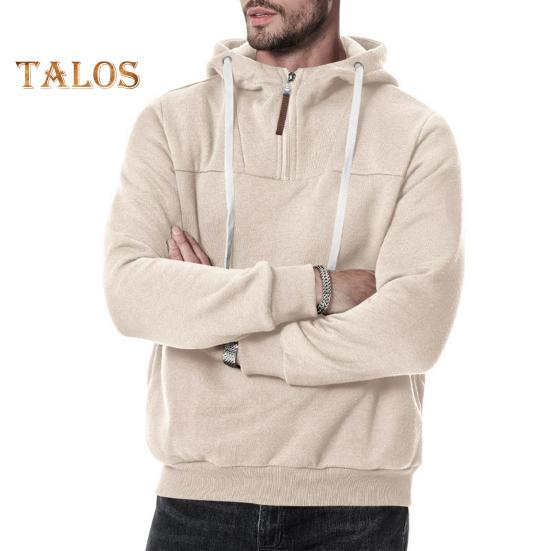 Herren Winter Hoodie Reißverschluss Halboffen Stehkragen Einfarbig Locker Pullover Sport Top Elastische Bündchen Halten Warm Alltagskleidung