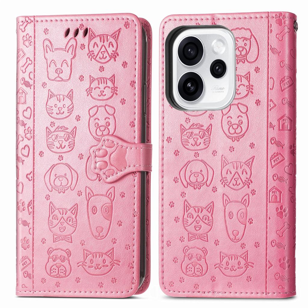 Custodia a Portafoglio Flip in Pelle per Samsung Galaxy A17 A16 A15 A14 A13 A12 A07 A06 A05 A05S A04S Gatto e Cane in Rilievo, Copertura Telefono