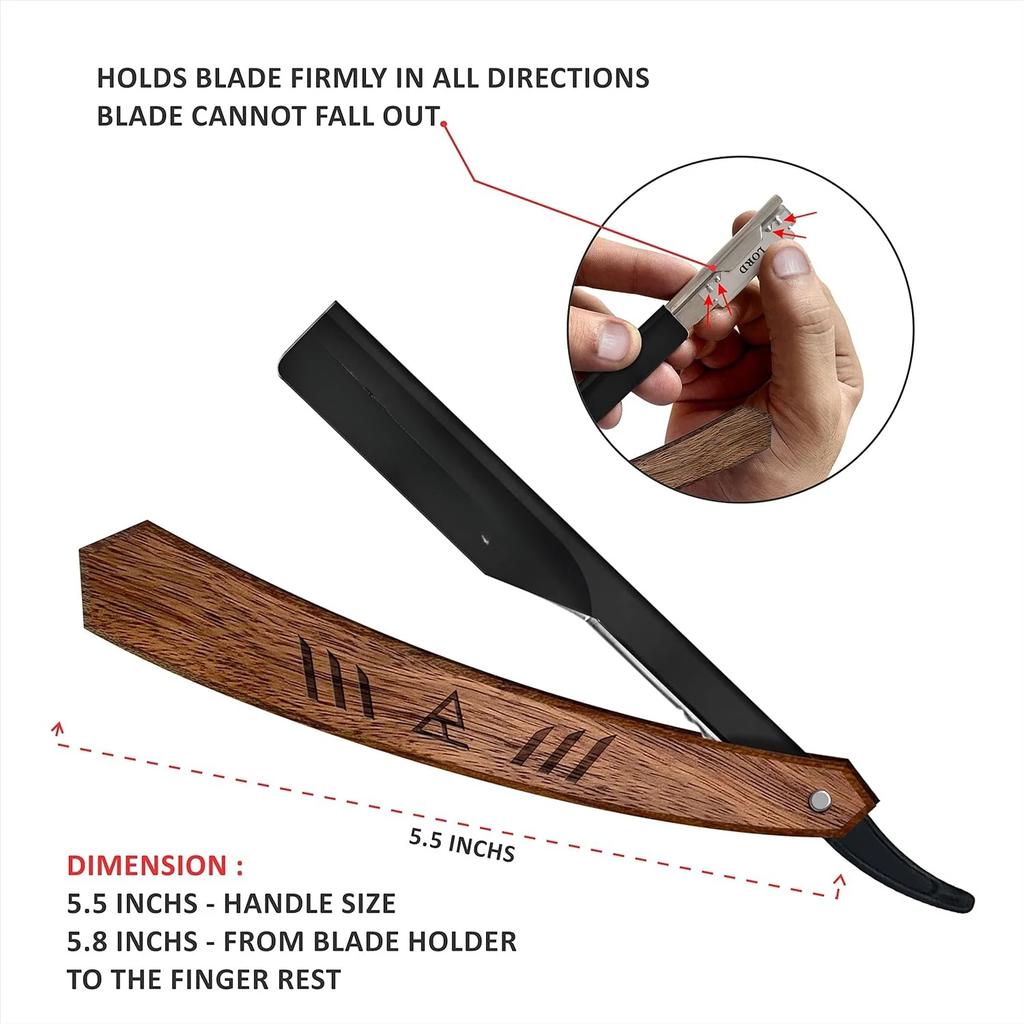 Straight Razor for Men, Professional Barber Razor with 100 Single Edge Blades, Straight Edge Single Blade Razors for Men