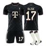 2025-26 Bayern 2. venkovní #17 OLISE Sportovní tréninkový dresový set se sockami Pro teenagery, děti, dospělé Fotbalové soupravy