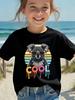 Summer Cartoon Koala Design T Shirt Cool Drip Font Retro Sunset Koala Graphic Short Sleeve Kids Fashion Tee