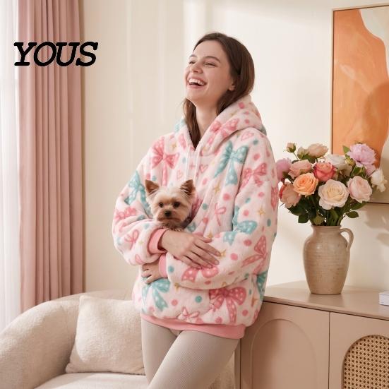 Felpa Oversize da Donna con Tasca Portacani/Gatti, Felpa con Cappuccio Casual a Manica Lunga per Autunno Inverno, con Tasca a Marsupio