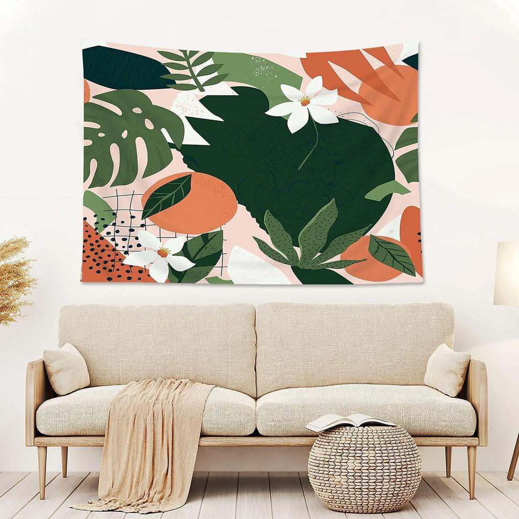 Abstract Sun Leaves Brown Geometric Wall Hanging Tapestry Vintage Simple Boho Palm Bedroom Dorm Living Room Wall Art Home Decor