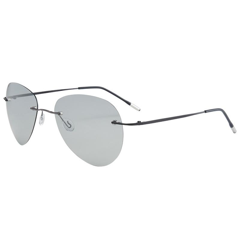 Hd Color Changing Outdoor Sunglasses Frameless Ultra Light Polarized Night Vision Goggles Toad Glasses Driving Uv Protection Sunglasses