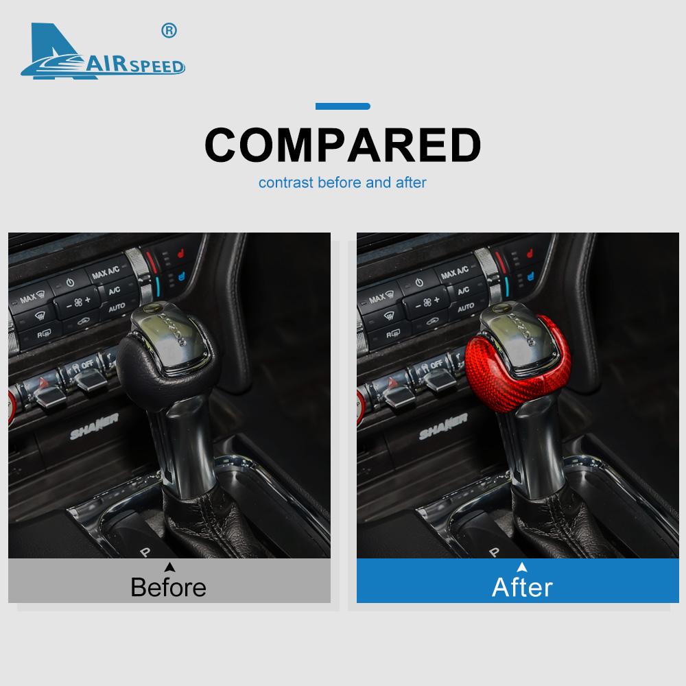 Real Hard Carbon Fiber Sticker for Ford Mustang 2015 2016 2017 2018 2019 2020 2021 2022 Accessories Interior Gear Shift Knob