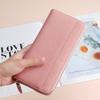 [Yocipa] Wallet Genuine Leather Ladies Round Zipper Long Wallet Large Capacity Leather card case Multifunctional wallet skimming Prevention Popularity
