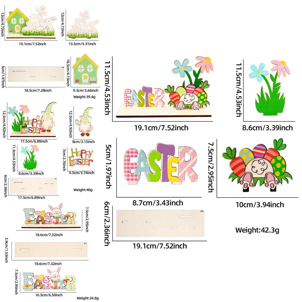 Charming Easter Rabbit Wooden Figurine Colorful Egg Decoration For Festive Celebrations