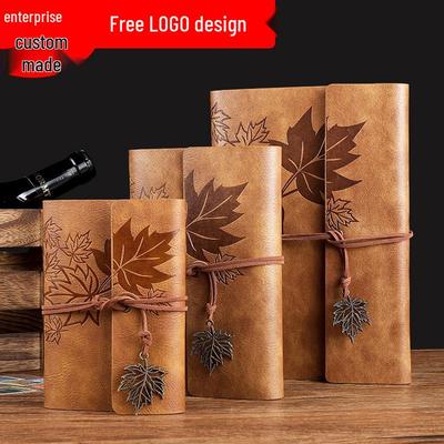 Retro Ribbon Tie Tri-fold Loose-leaf Notebook - Student Travel Notepad & Stamp Book