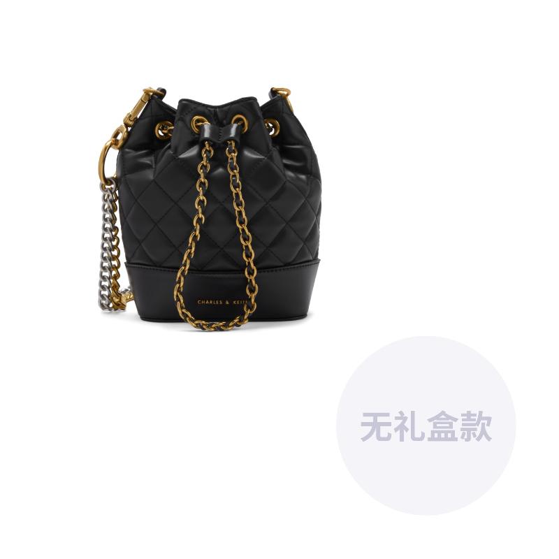 

Новая женская сумка-ведро через плечо из искусственной кожи CHARLES&KEITH среднего размера, черная/слоновая кость, CK2-10781983 13.0*8.1*18.0CM