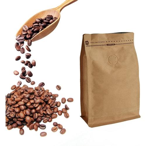 4oz (100g) Coffee Storage Bags, Paper Coffee Bags with Zipper Closures, Square Bottom, Heat Sealer Compatible, Yellow, 50 Count