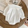 Korean Style Baby Girl Long Sleeve Lace Collar Footed Bodysuit Jumpsuit Romper
