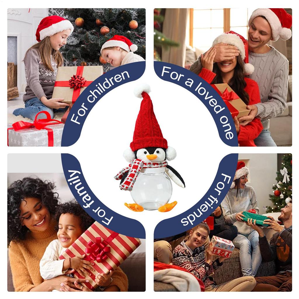 Christmas Candy Jars With Lids Penguin Storage Jars Cute Canister For Snacks Dried Fruits Candies Collectors Seasonal Decorators