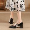 Spring new Mary Jane shoes women's patent leather high-heeled single shoes square head shallow mouth thick heel bow single shoes women