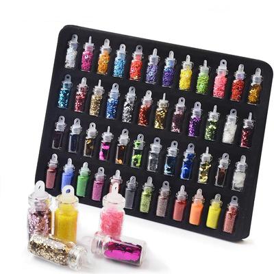 Kit de poudre de paillettes en résine, 48 bouteilles, flocons de paillettes, bricolage, artisanat, Flash, remplissage d'argile, Nail Art, Silicone, époxy, fabrication DIY