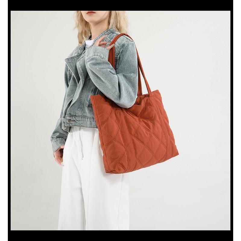 Ladies' Large Capacity Casual Nylon Cloth Shoulder Bag, Solid Color Tote Bag