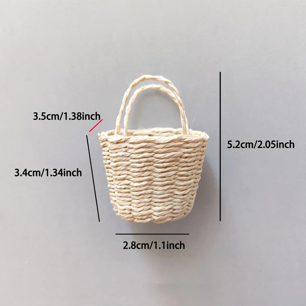 Miniature Basket Handmade Mini Wicker Basket Woven Paper Rattan Basket Dollhouse Ornament Accessories Decoration Easter