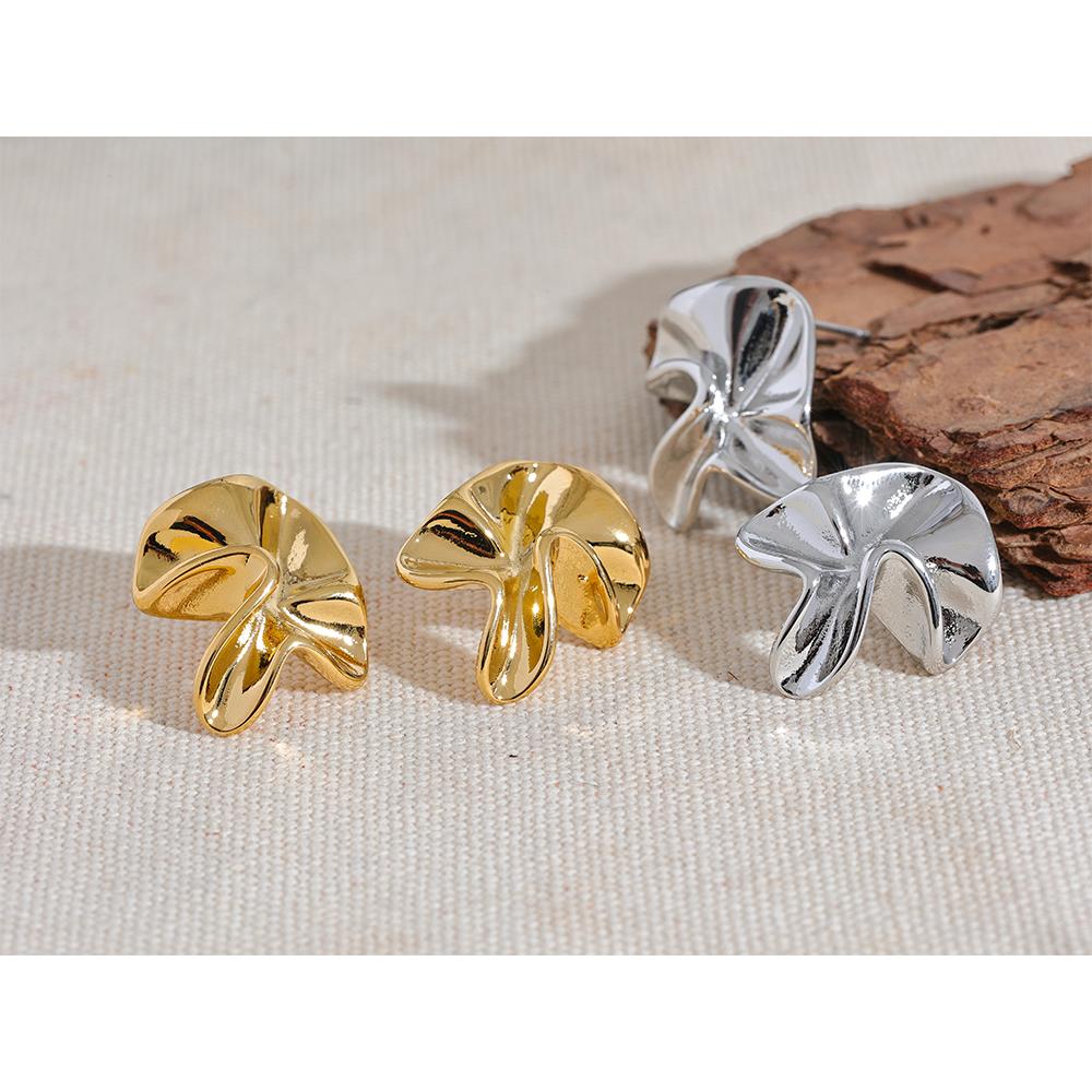 Yhpup 316l Stainless Steel Irregular Flower Stud Earrings Metal Fashion Waterproof Creative Modern Jewelry Women Bijoux Gift