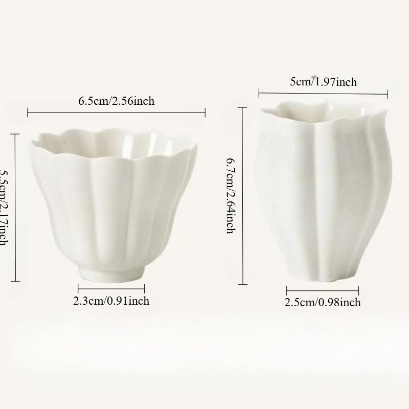 Antique Plain White Lotus Teacup Ancient Plant Ash Petal Smelling Cup Household Tea Ceremony Craft main single cup ceramic tea
