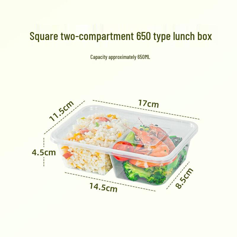 

Temeiju Disposable 2-Compartment Rectangular Meal Prep Containers with Lids, 50-Pack