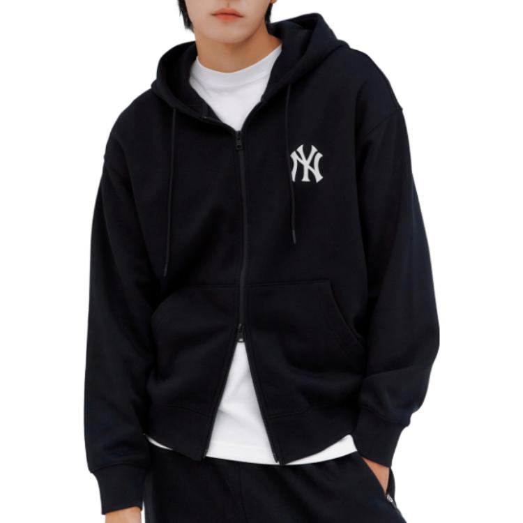 MLB Hooded Zip-Up Fitted Long Sleeve Jacket Unisex jackets Black 3ATRB0236-50BKS