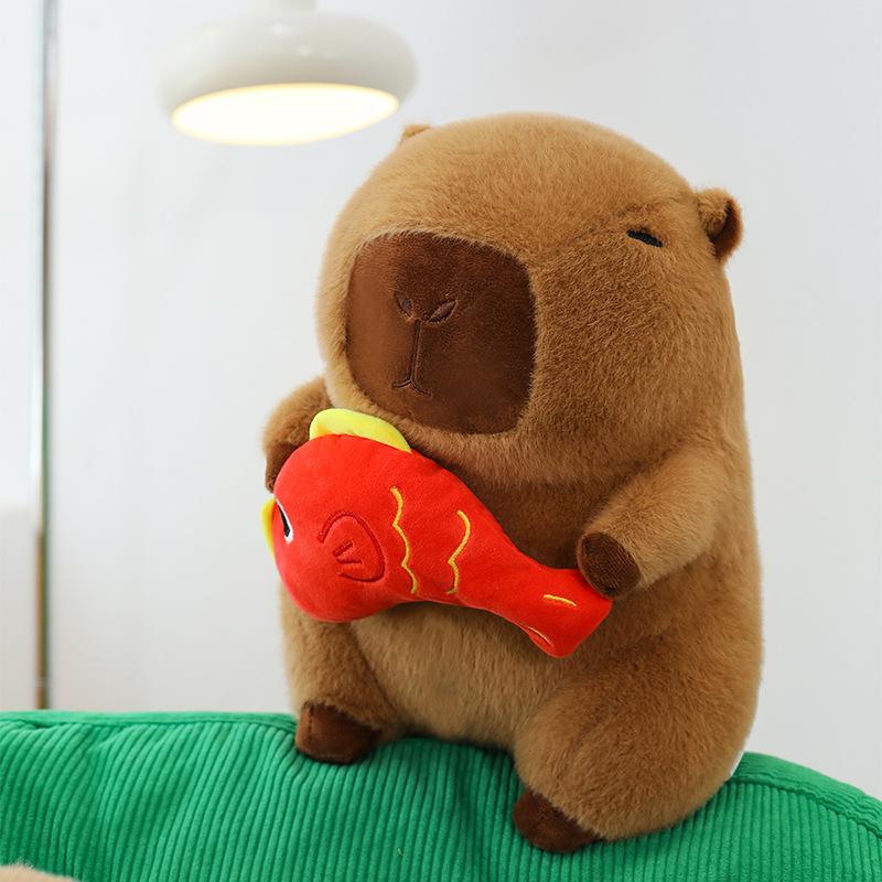 Boutique 8-inch Hat Kapibara Plush Toy Backpack Toast Milk Tea Capybara Doll Grab Machine Doll