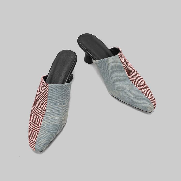 FOREADA Dámské sandály Mules Jehlové Středně Vysoké Podpatky Špičatá Špička Párty Stručné Letní Boty Černá Bílá Oranžová Zelená Modrá 33-46