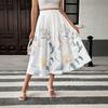 New Casual Vacation Sweet and Fresh Style Button-decorated Floral Print Skirt for Summer
