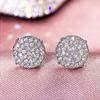 Stud Earrings for Women Children Solid  Sterling Silver Tile Cubic Zirconia Brincos Bridal Wedding Engagement Fine