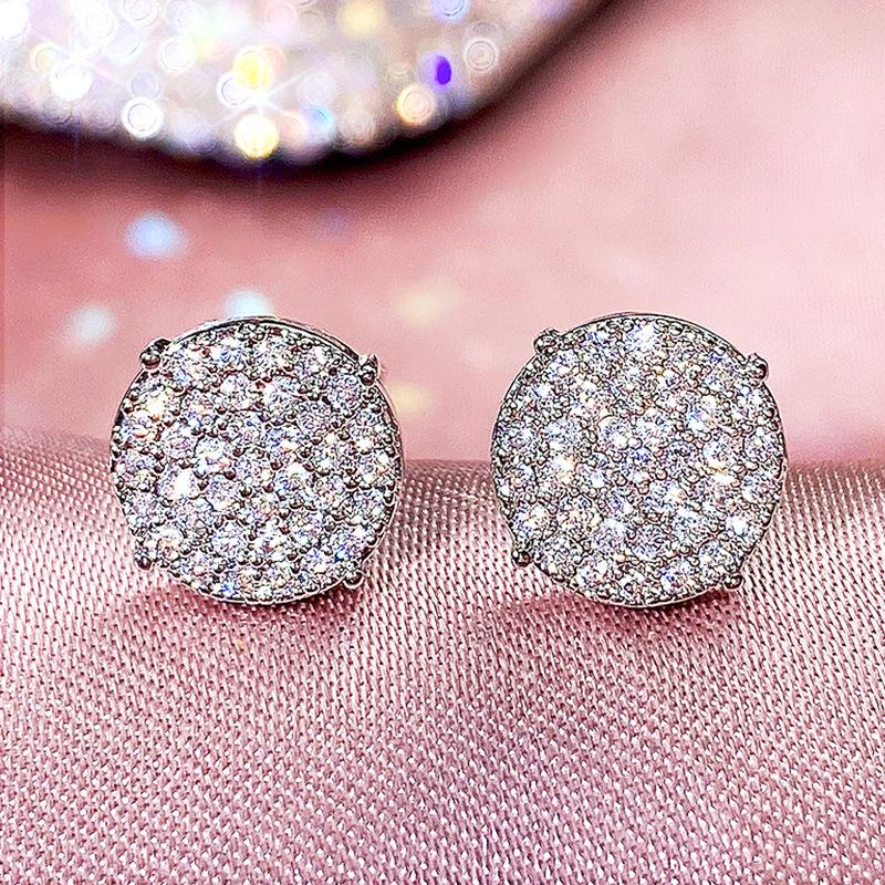 Stud Earrings for Women Children Solid  Sterling Silver Tile Cubic Zirconia Brincos Bridal Wedding Engagement Fine