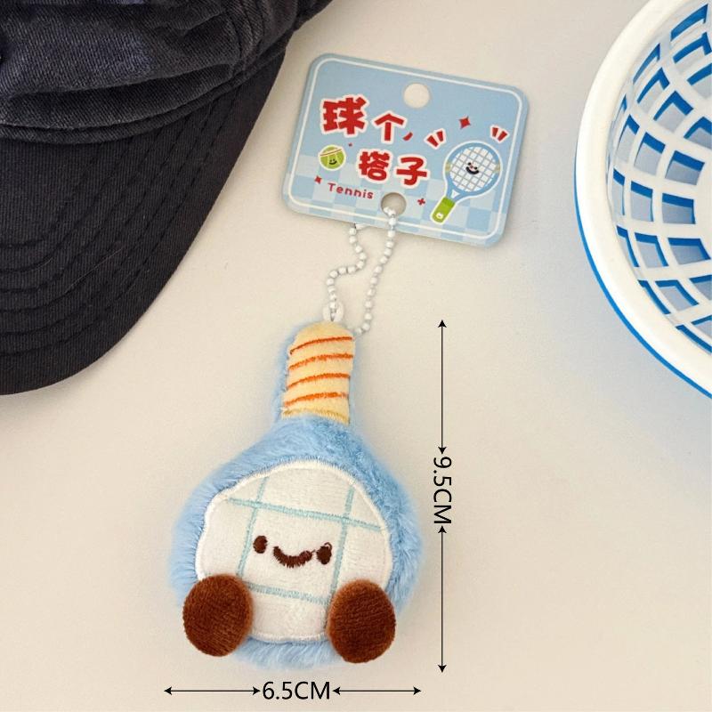 1PC Cute Cartoon Plush Ball Decoration Doll Pendant Keychain Kawaii Football Table Tennis Racket Stuffed Doll Toys Pendant Gifts