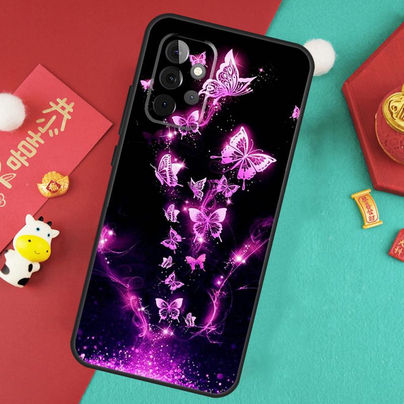 Czarne Piękne Etui z Motylem Dla Samsung Galaxy A16 A17 A54 A34 A14 A15 A35 A55 A52 A12 A32 A13 A33 A53 A26 A36 A56