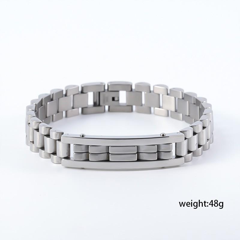 Mens Titanium Steel Geometric Bracelet With Zircon Inlay Custom OEM Dropshipping
