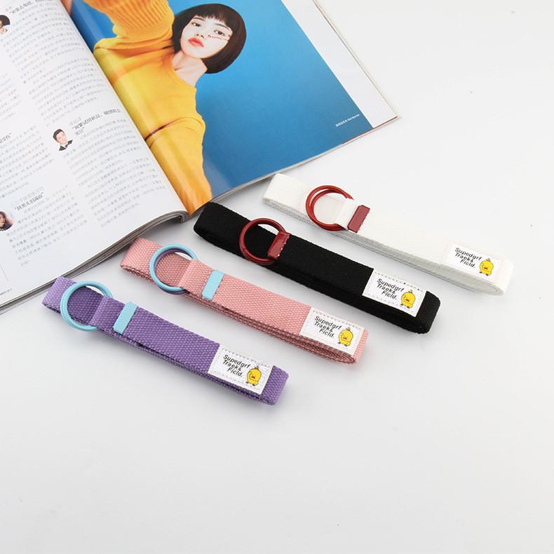 Duck Yellow Alphabet Adhesive Cloth Double Loop Buckle Belt Canvas Weaving