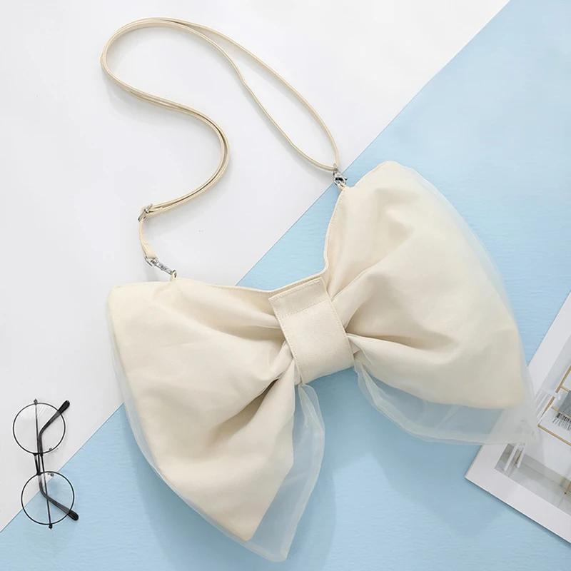 

Y2K Big Bow Bag Japanese Style Canvas Crossbody Bag for Women Fashion Internet Celebrity Photo Prop Daily Shoulder Purse