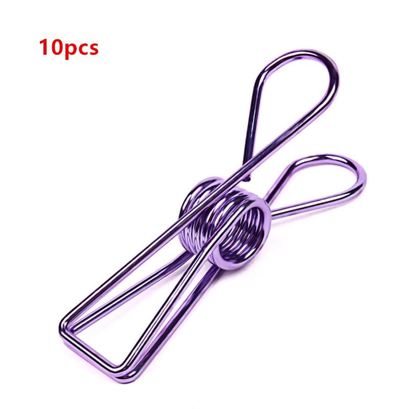 10pcs Stainless Steel Clothes Pins Heavy Duty Metal Towel Clips Clamps Windproof Steel Wire Clips Hanger Durable